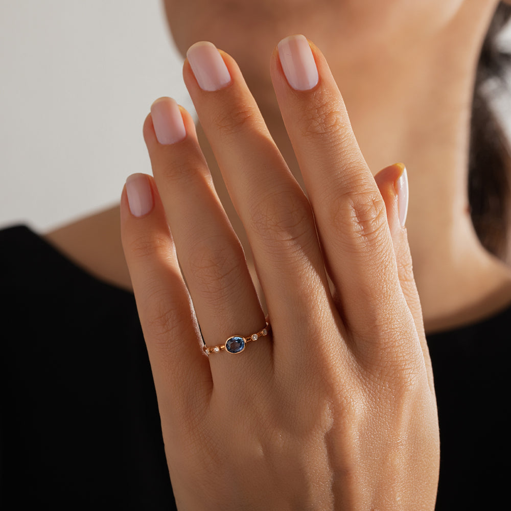 0.86 Karat Oval Kesim Safir Pırlantalı Yüzük - RNF0497 | Ronaff Pırlanta | Tektaş Yüzük, Pırlanta Yüzük, Kolye, Küpe