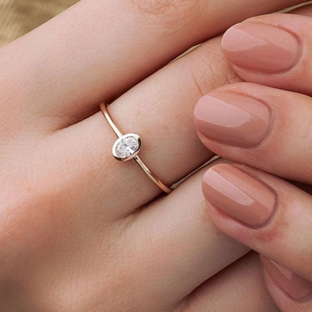 0.23 Karat Oval Pırlanta Rose Altın Tektaş Yüzük - RNF0011 | Ronaff Pırlanta | Tektaş Yüzük, Pırlanta Yüzük, Kolye, Küpe