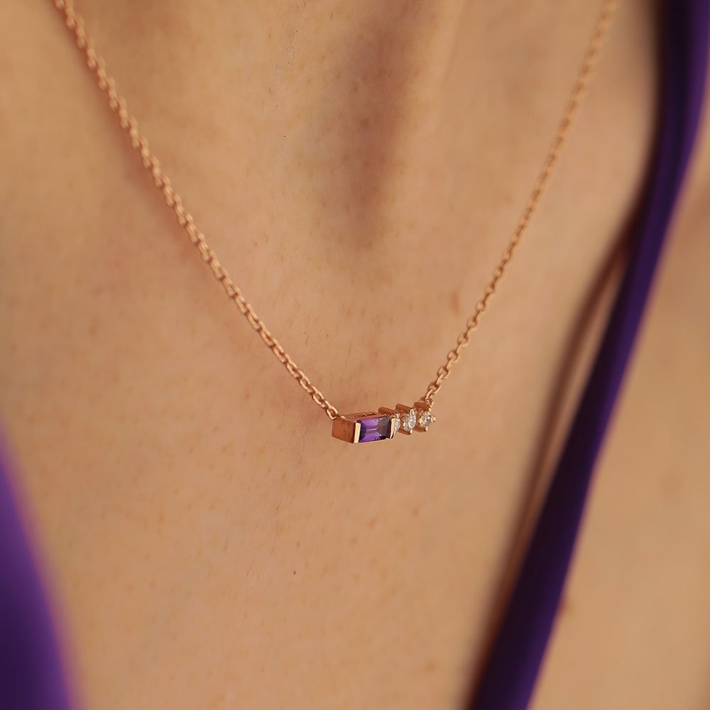 0.28 Karat Ametist Pırlantalı Rose Kolye - RNF0296 | Ronaff Pırlanta | Tektaş Yüzük, Pırlanta Yüzük, Kolye, Küpe