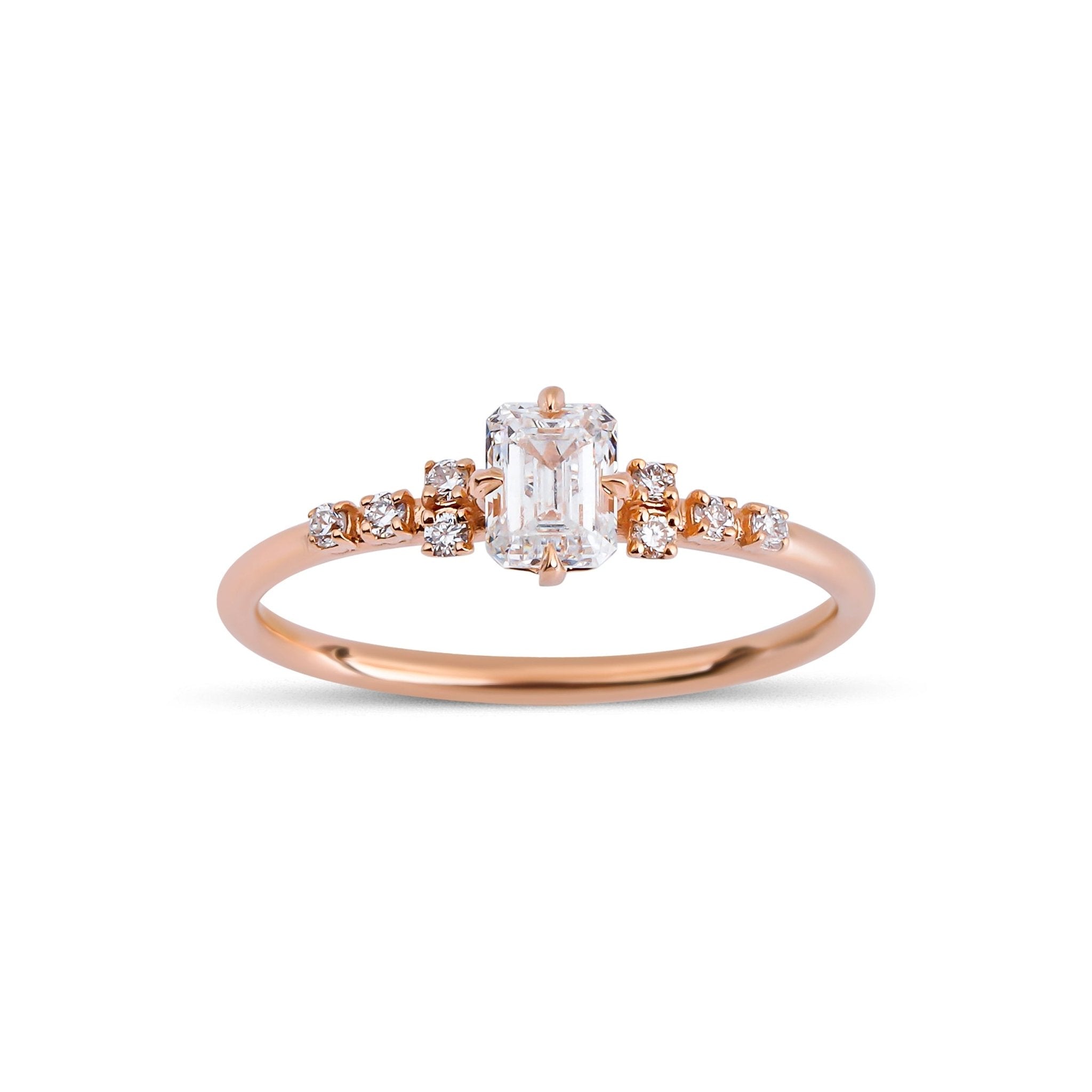 0.36 Karat Emerald Kesim Tektaş & 0.08 Karat Yuvarlak Kesim HRD Sertifikalı Pırlanta Yüzük - RNF0604 | Ronaff Pırlanta | Tektaş Yüzük, Pırlanta Yüzük, Kolye, Küpe