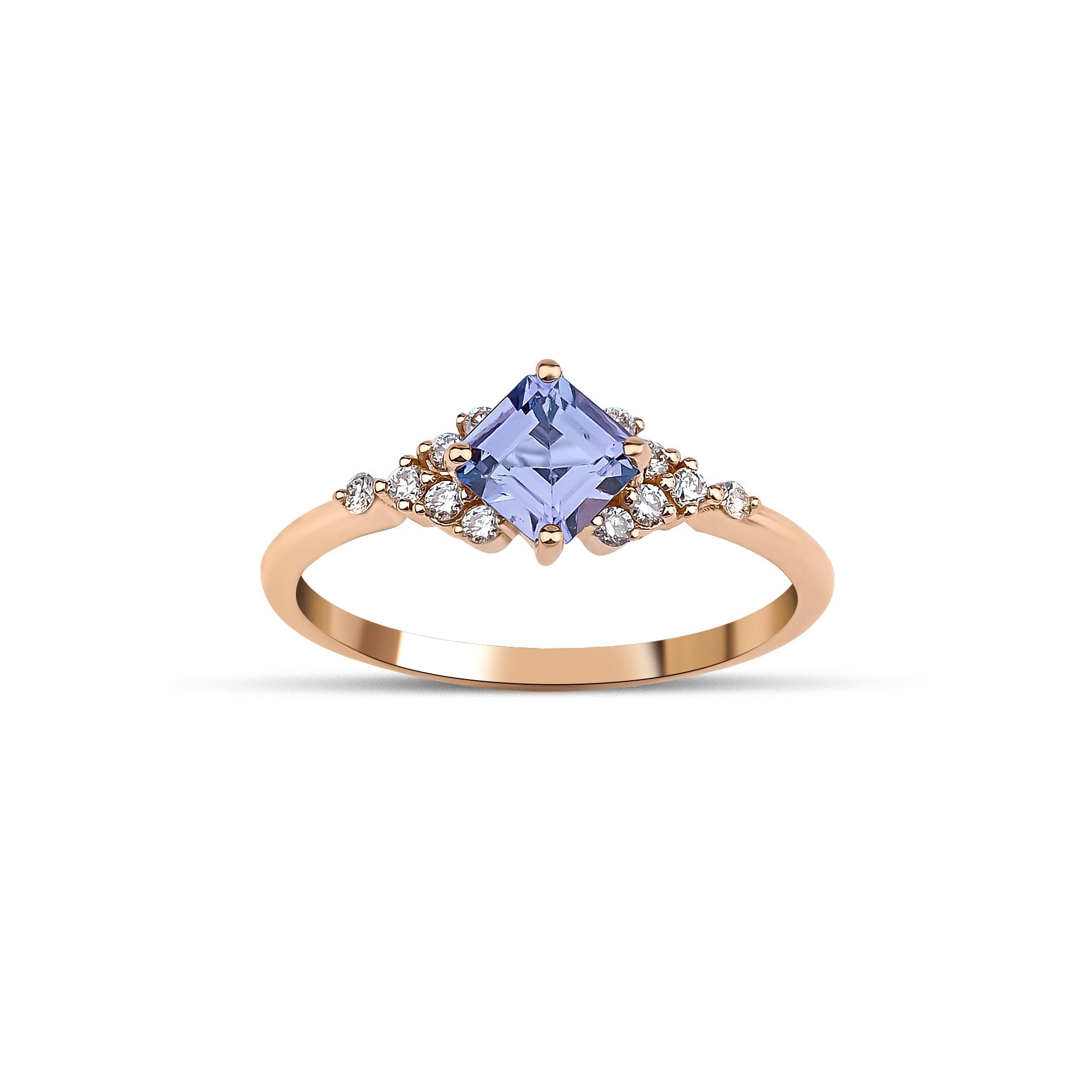 0.45 Karat Prenses Kesim Spinel & 0.11 Karat Yuvarlak Kesim Tasarım Tektaş Pırlanta Yüzük - RNF0761 | Ronaff Pırlanta | Tektaş Yüzük, Pırlanta Yüzük, Kolye, Küpe