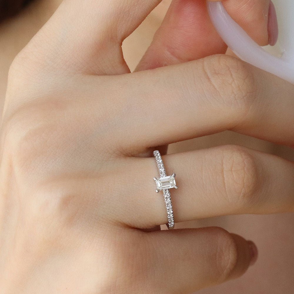 0.46 Karat Emerald Kesim HRD Sertifikalı Pırlanta Tektaş Yüzük - RNF0228 | Ronaff Pırlanta | Tektaş Yüzük, Pırlanta Yüzük, Kolye, Küpe