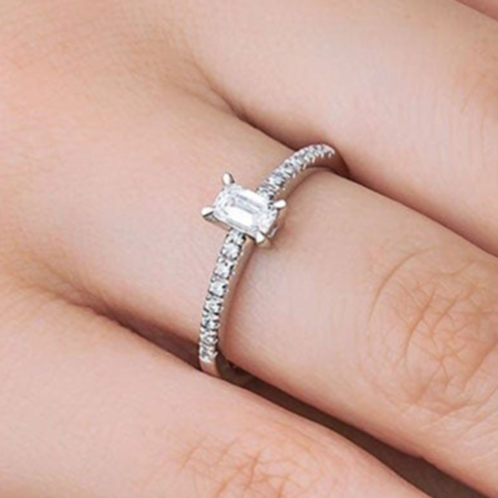 0.46 Karat Emerald Kesim HRD Sertifikalı Pırlanta Tektaş Yüzük - RNF0228 | Ronaff Pırlanta | Tektaş Yüzük, Pırlanta Yüzük, Kolye, Küpe