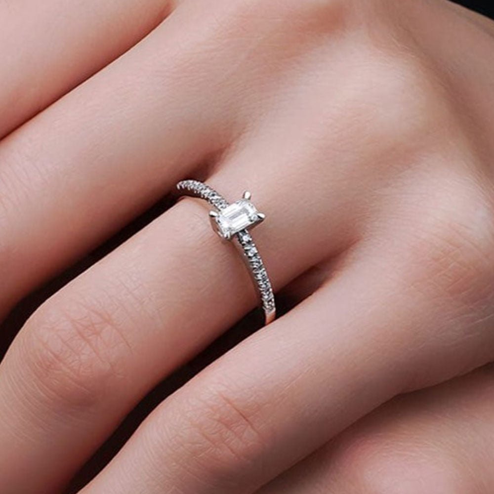 0.54 Karat Emerald Kesim HRD Sertifikalı Pırlanta Tektaş Yüzük - RNF0362 | Ronaff Pırlanta | Tektaş Yüzük, Pırlanta Yüzük, Kolye, Küpe