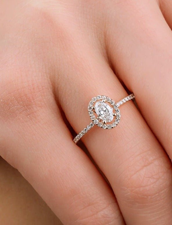 0.62 Karat Oval Kesim Halo Pırlanta Yüzük - RNF0647 | Ronaff Pırlanta | Tektaş Yüzük, Pırlanta Yüzük, Kolye, Küpe