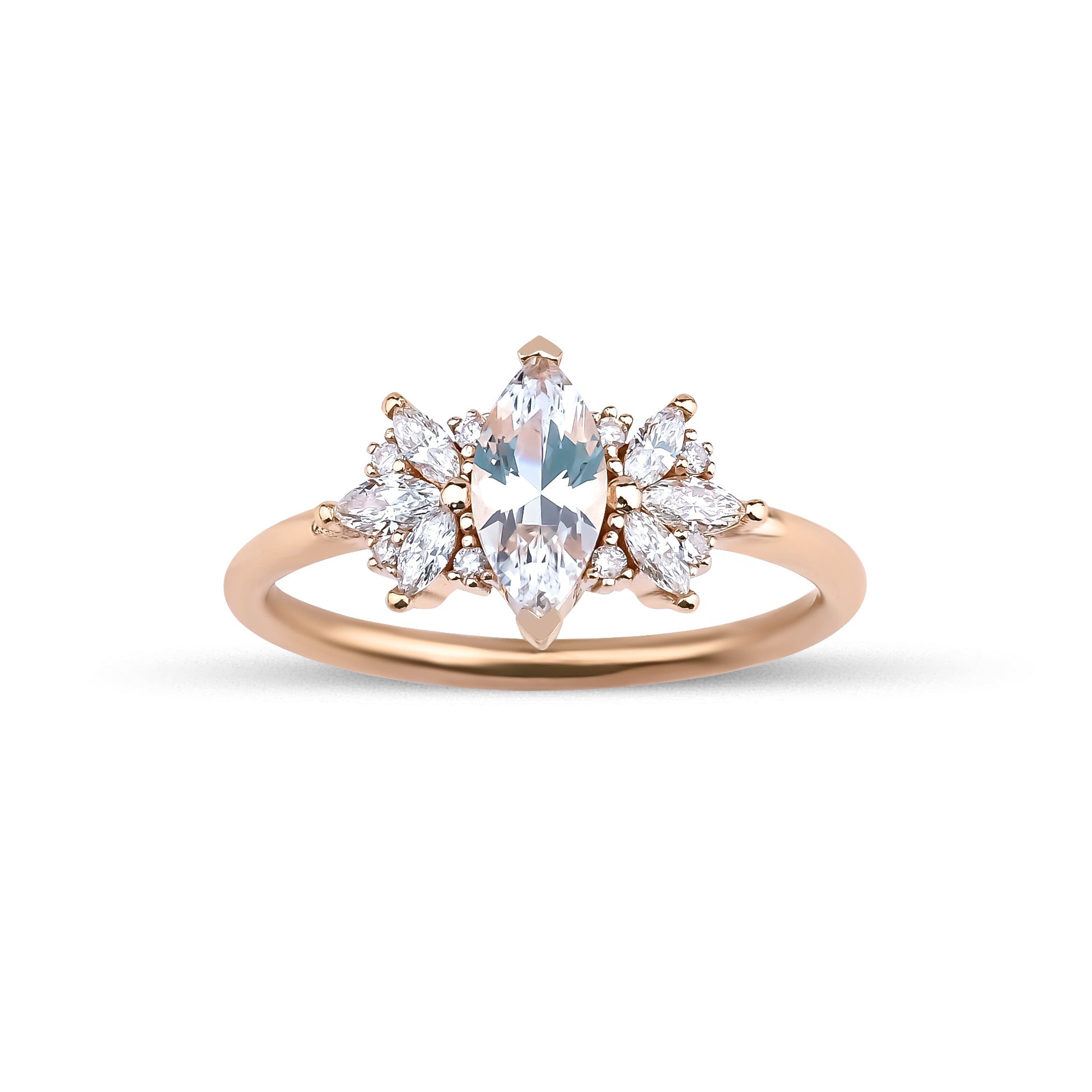 0.70 Karat Markiz Kesim Topaz & 0.38 Karat Yuvarlak Vintage Tasarım Tektaş Pırlanta Yüzük - RNF0771 | Ronaff Pırlanta | Tektaş Yüzük, Pırlanta Yüzük, Kolye, Küpe