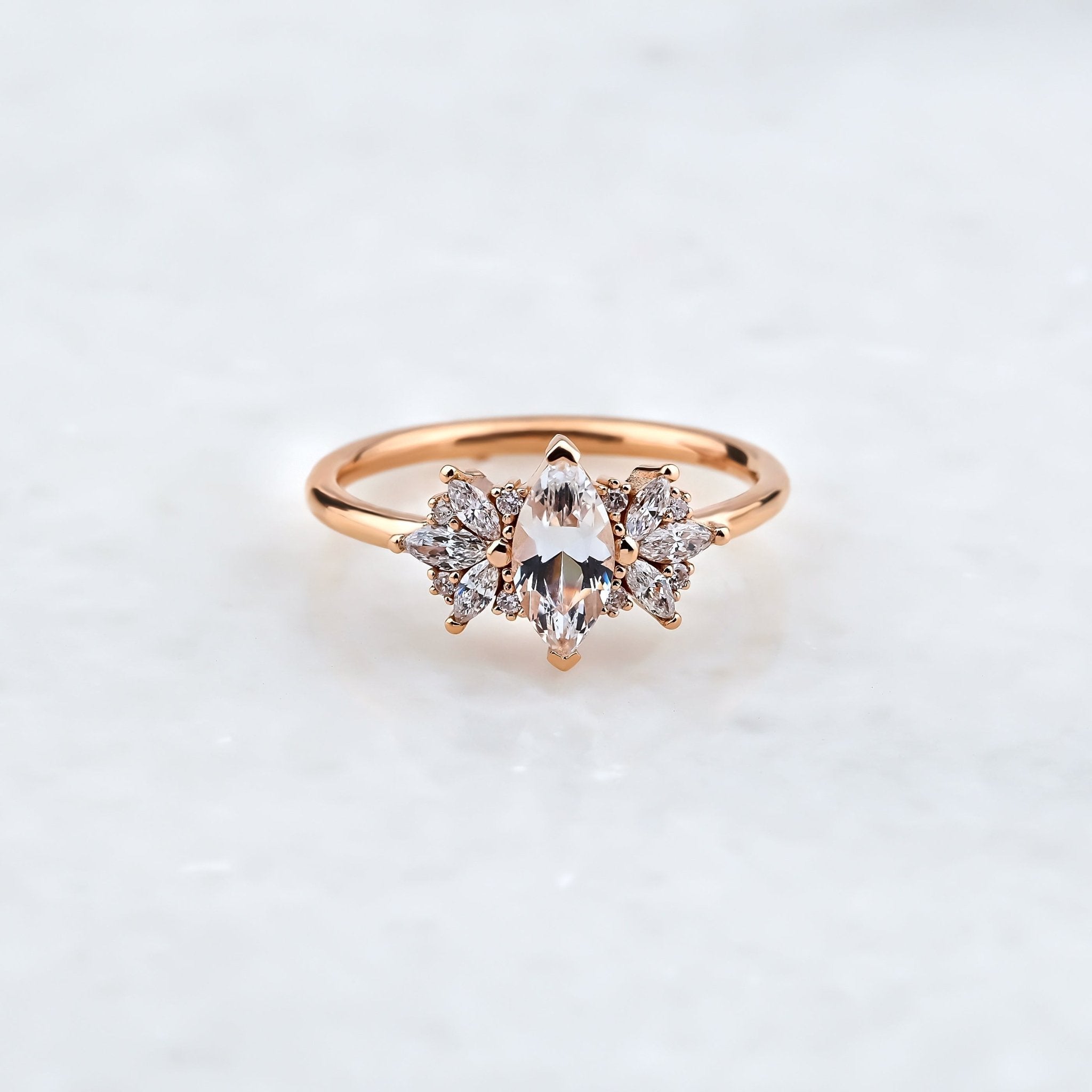 0.70 Karat Markiz Kesim Topaz & 0.38 Karat Yuvarlak Vintage Tasarım Tektaş Pırlanta Yüzük - RNF0771 | Ronaff Pırlanta | Tektaş Yüzük, Pırlanta Yüzük, Kolye, Küpe