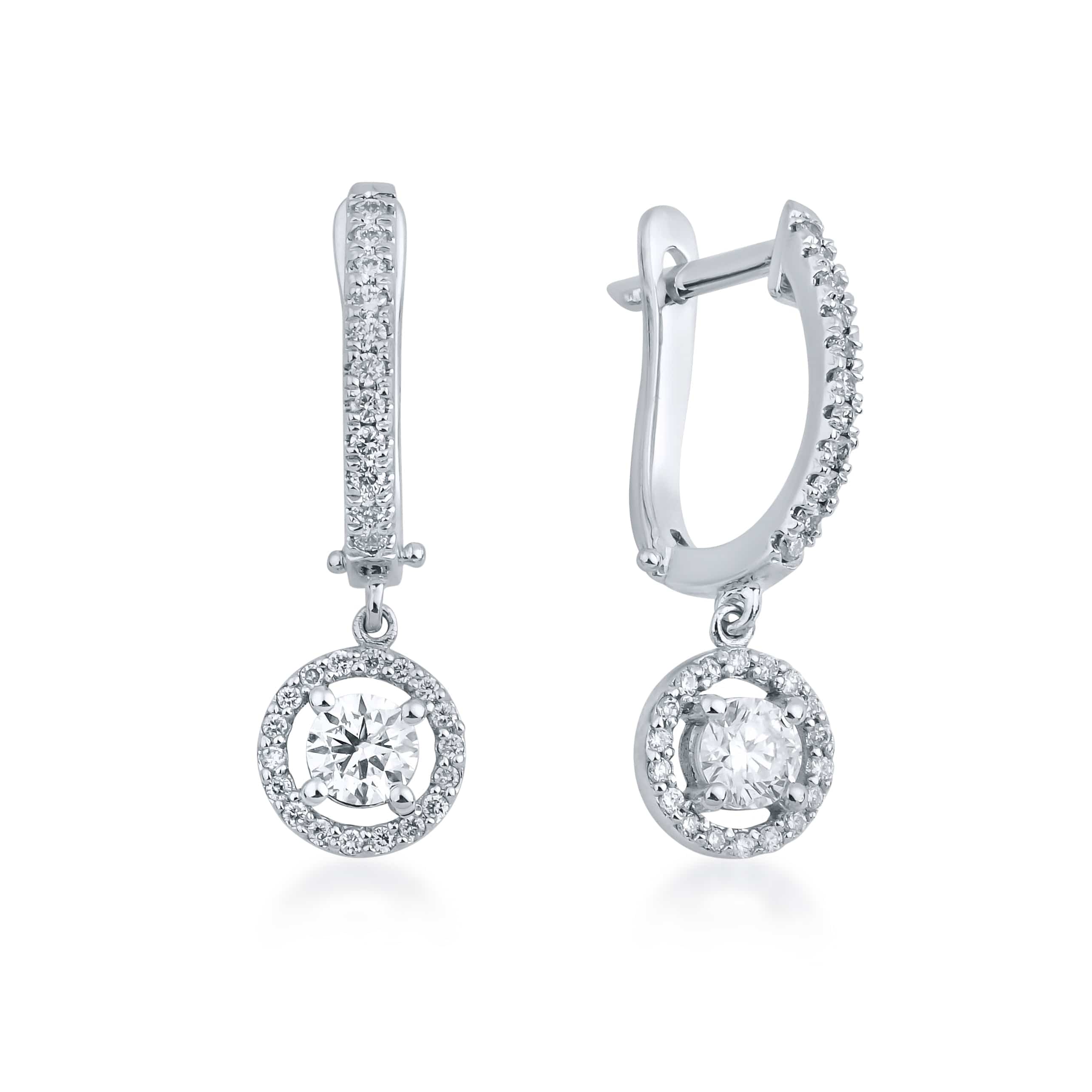0.80 Karat Yuvarlak Kesim Halo Model Pırlanta Tektaş Sallantılı Küpe - RNF0113 | Ronaff Pırlanta | Tektaş Yüzük, Pırlanta Yüzük, Kolye, Küpe