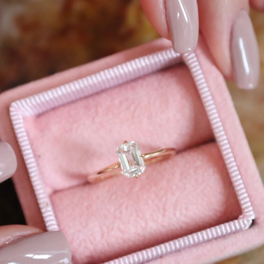 0.80 Karat Elegante GIA/HRD Sertifikalı Emerald Kesim Tektaş Pırlanta Yüzük - RNF0560 | Ronaff Pırlanta | Tektaş Yüzük, Pırlanta Yüzük, Kolye, Küpe