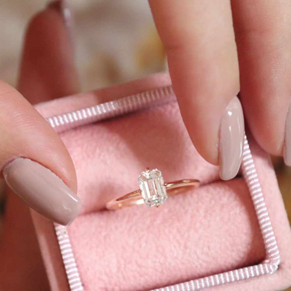 0.80 Karat Elegante GIA/HRD Sertifikalı Emerald Kesim Tektaş Pırlanta Yüzük - RNF0560 | Ronaff Pırlanta | Tektaş Yüzük, Pırlanta Yüzük, Kolye, Küpe