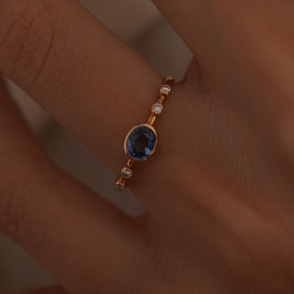 0.86 Karat Oval Kesim Safir Pırlantalı Yüzük - RNF0497 | Ronaff Pırlanta | Tektaş Yüzük, Pırlanta Yüzük, Kolye, Küpe