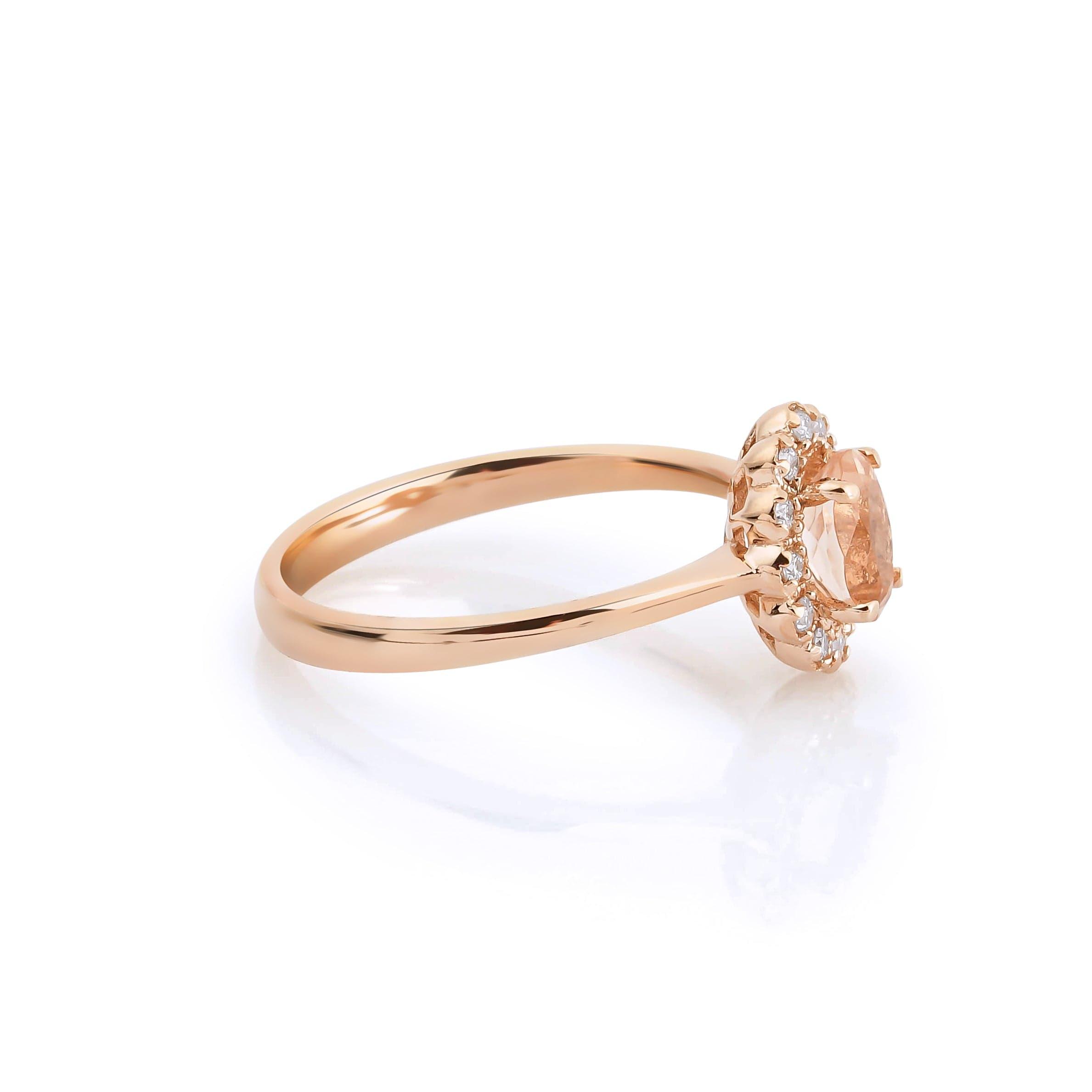 0.88 Karat Oval Morganit & 0.12 Karat Çevre Pırlantalı Yüzük - RNF0121 | Ronaff Pırlanta | Tektaş Yüzük, Pırlanta Yüzük, Kolye, Küpe