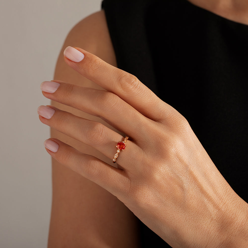 1.12 Karat Turuncu Safir Pırlantalı Yüzük - RNF0238 | Ronaff Pırlanta | Tektaş Yüzük, Pırlanta Yüzük, Kolye, Küpe