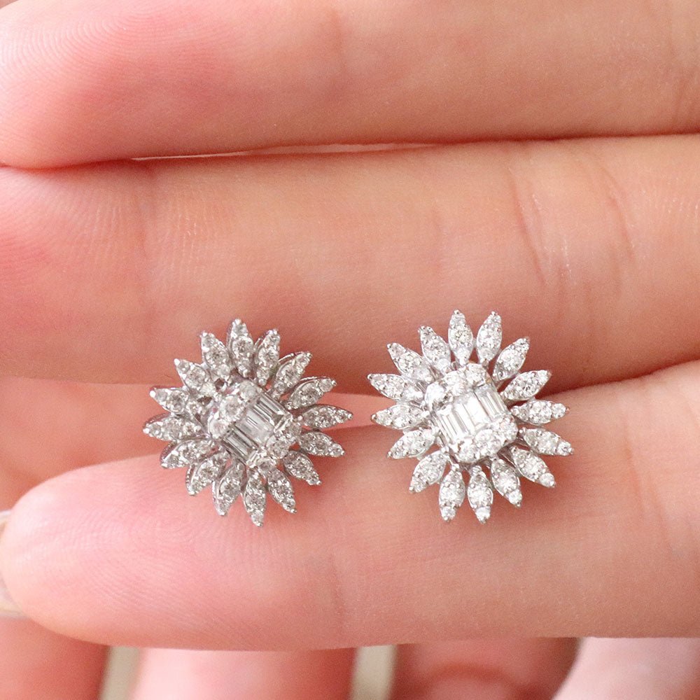 1.00 Karat Baget Kesim Markizli Pırlantalı Küpe - RNF0130 | Ronaff Pırlanta | Tektaş Yüzük, Pırlanta Yüzük, Kolye, Küpe