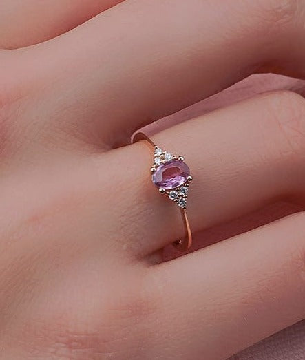 1.00 Karat Oval Pembe Safir Pırlanta Yüzük - RNF0444 | Ronaff Pırlanta | Tektaş Yüzük, Pırlanta Yüzük, Kolye, Küpe