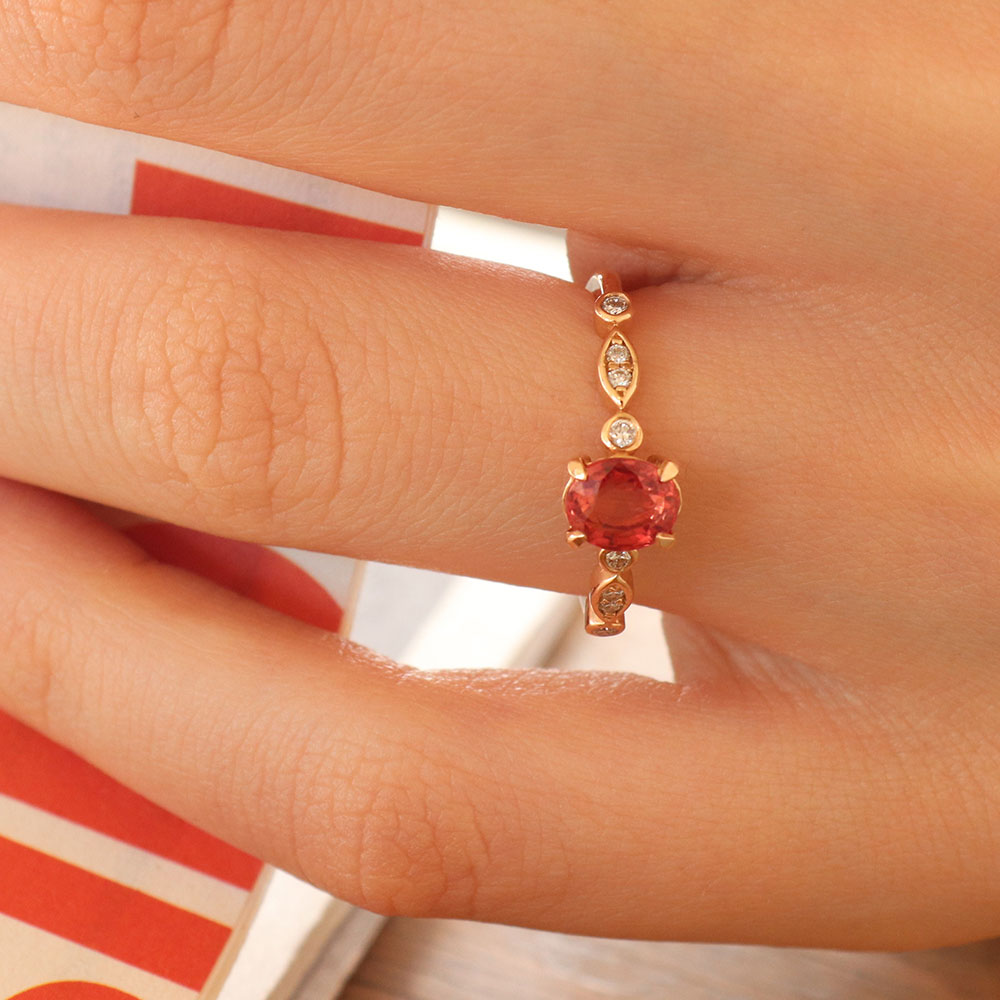 1.12 Karat Turuncu Safir Pırlantalı Yüzük - RNF0238 | Ronaff Pırlanta | Tektaş Yüzük, Pırlanta Yüzük, Kolye, Küpe