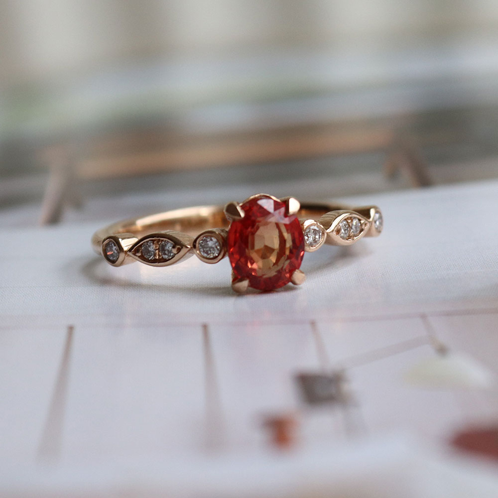 1.12 Karat Turuncu Safir Pırlantalı Yüzük - RNF0238 | Ronaff Pırlanta | Tektaş Yüzük, Pırlanta Yüzük, Kolye, Küpe