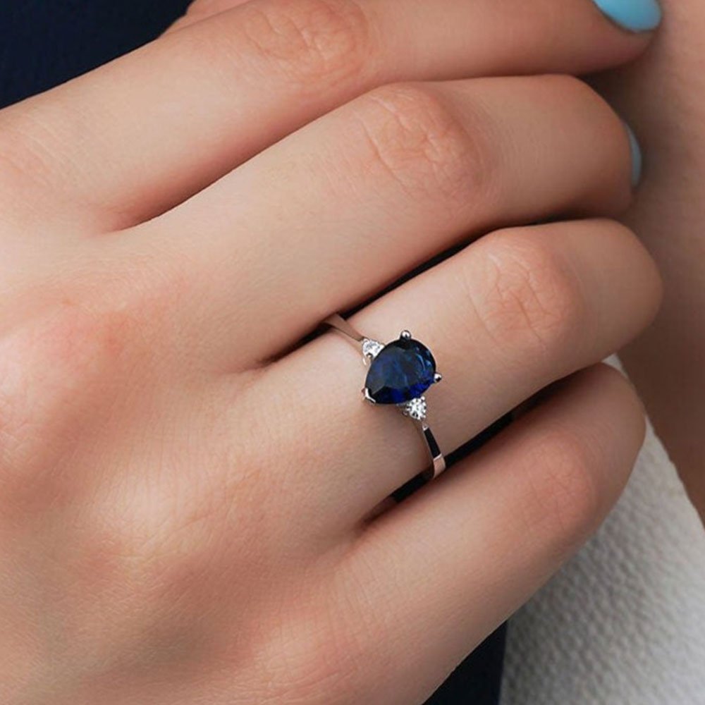 1.20 Karat Damla Safir Pırlantalı Yüzük - RNF0339 | Ronaff Pırlanta | Tektaş Yüzük, Pırlanta Yüzük, Kolye, Küpe