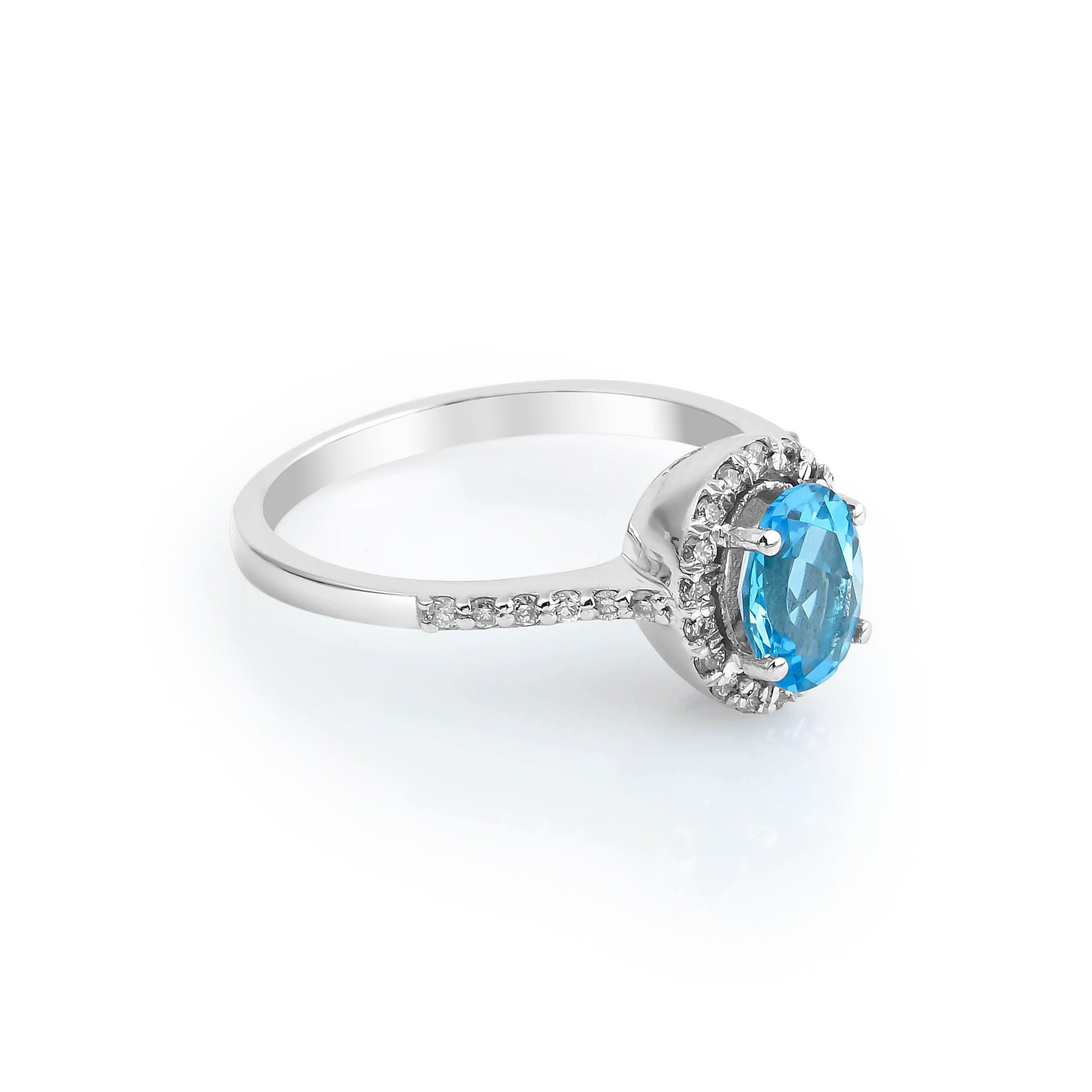 1.20 Karat Mavi Topaz & 0.30 Karat Pırlantalı Anturaj Yüzük - RNF0134 | Ronaff Pırlanta | Tektaş Yüzük, Pırlanta Yüzük, Kolye, Küpe