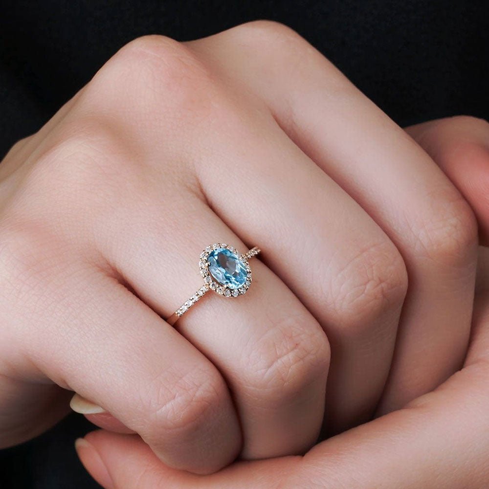 1.62 Karat Oval Mavi Topaz Pırlantalı Yüzük - RNF0252 | Ronaff Pırlanta | Tektaş Yüzük, Pırlanta Yüzük, Kolye, Küpe