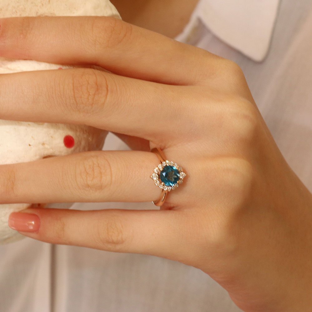 1.67 Karat London Blue Topaz Pırlantalı Yüzük - RNF0140 | Ronaff Pırlanta | Tektaş Yüzük, Pırlanta Yüzük, Kolye, Küpe
