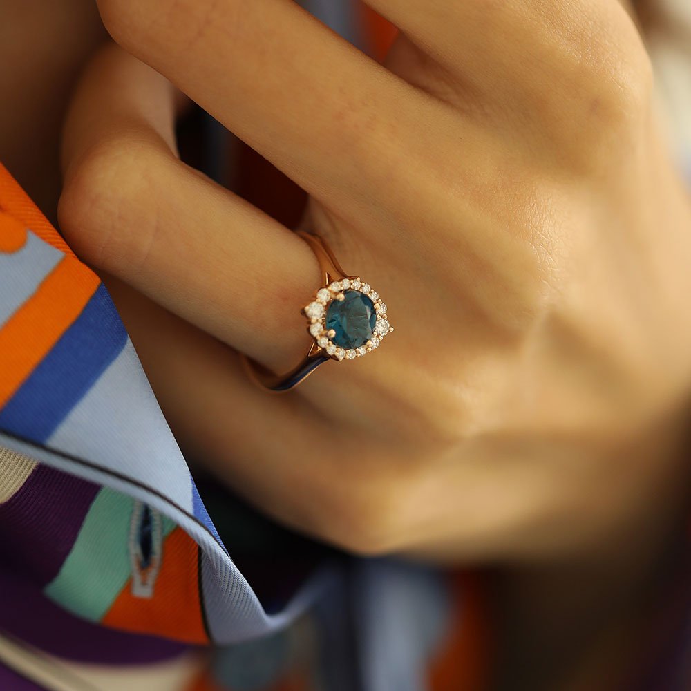 1.67 Karat London Blue Topaz Pırlantalı Yüzük - RNF0140 | Ronaff Pırlanta | Tektaş Yüzük, Pırlanta Yüzük, Kolye, Küpe