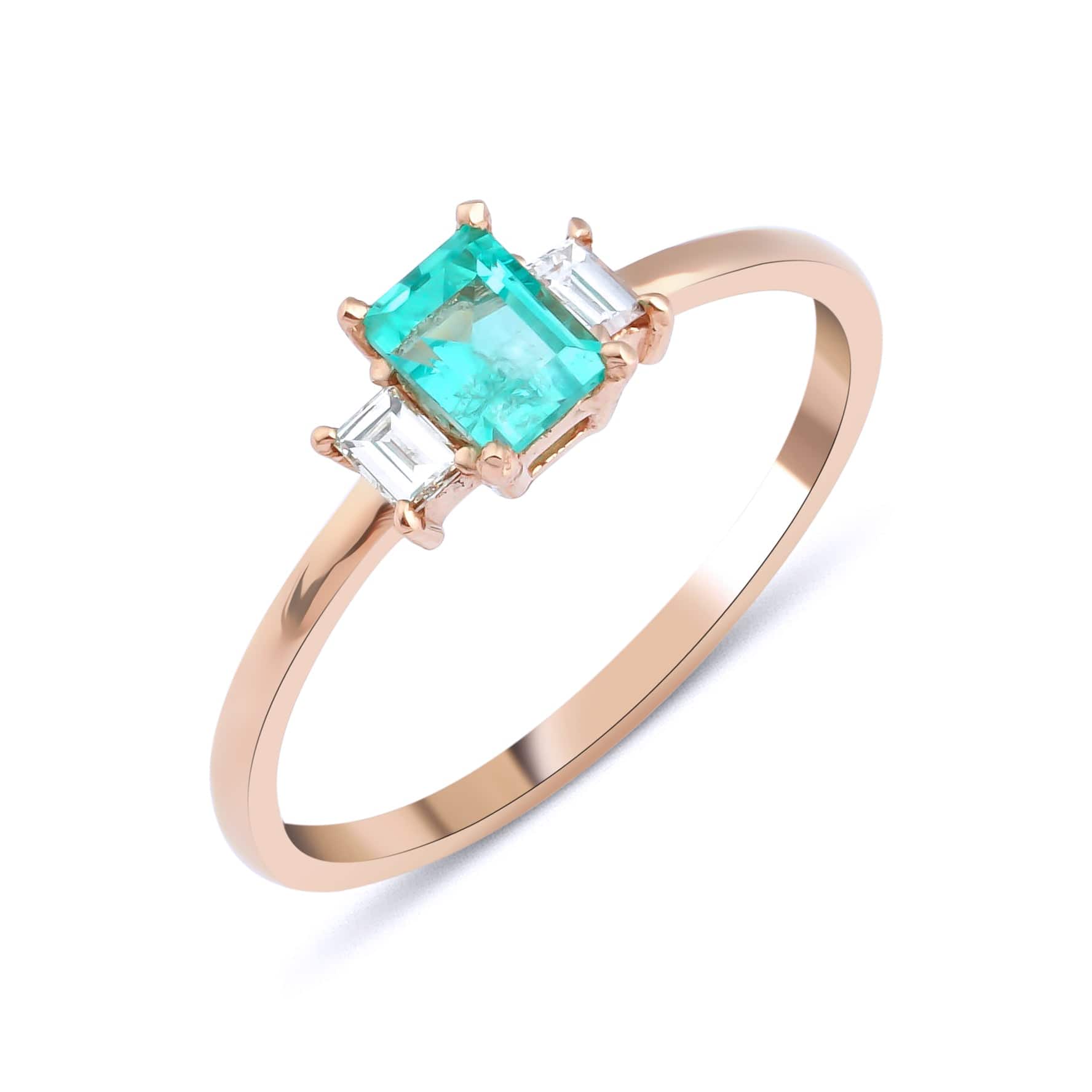 1.28 Karat Emerald Kesim Zümrüt & 0.40 Karat Baget Kesim Pırlantalı Tektaş Yüzük - RNF0118 | Ronaff Pırlanta | Tektaş Yüzük, Pırlanta Yüzük, Kolye, Küpe
