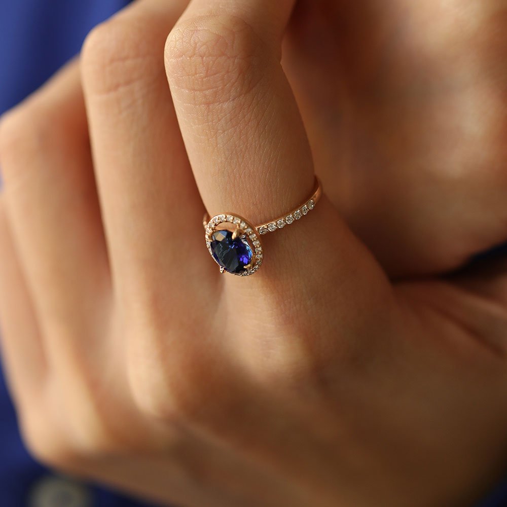1.80 Karat Oval Kesim Safir & 0.34 Karat Yuvarlak Kesim Pırlantalı Yüzük - RNF0667 | Ronaff Pırlanta | Tektaş Yüzük, Pırlanta Yüzük, Kolye, Küpe