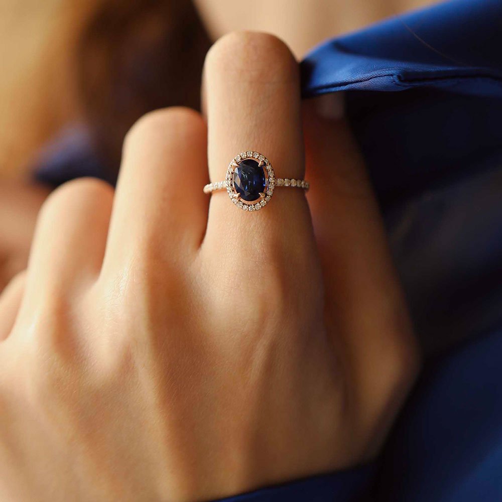1.80 Karat Oval Kesim Safir & 0.34 Karat Yuvarlak Kesim Pırlantalı Yüzük - RNF0667 | Ronaff Pırlanta | Tektaş Yüzük, Pırlanta Yüzük, Kolye, Küpe
