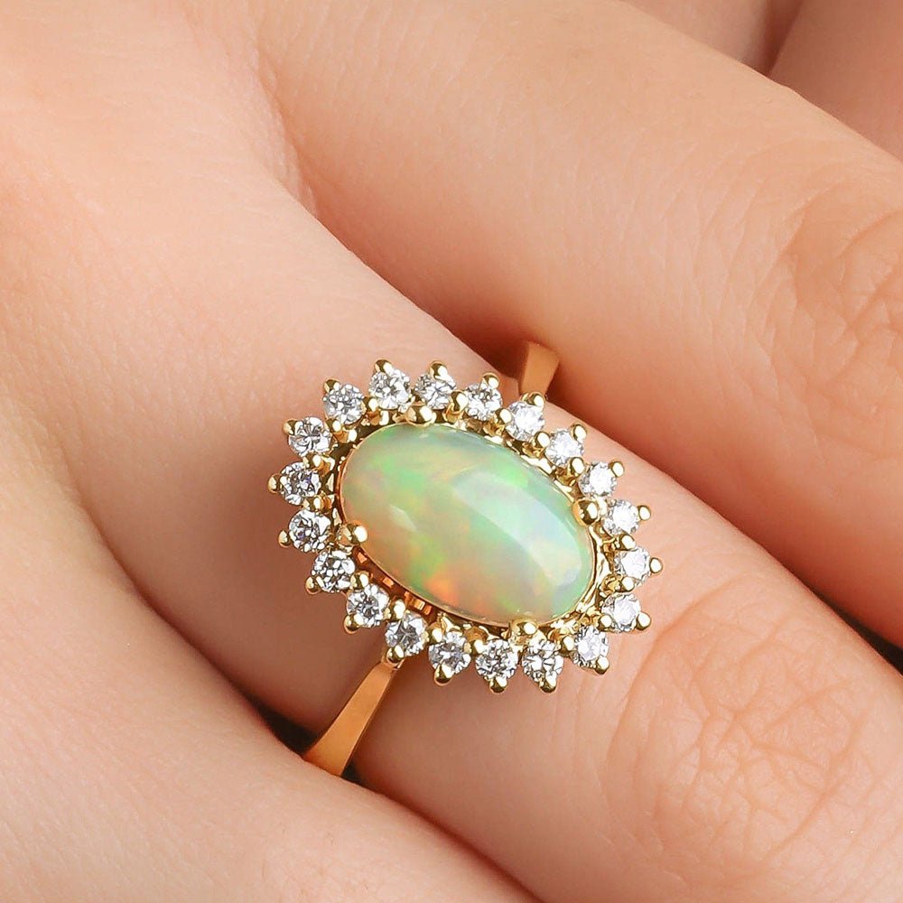 2.38 Karat Opal & 0.14 Karat Pırlantalı Yüzük - RNF0151 | Ronaff Pırlanta | Tektaş Yüzük, Pırlanta Yüzük, Kolye, Küpe