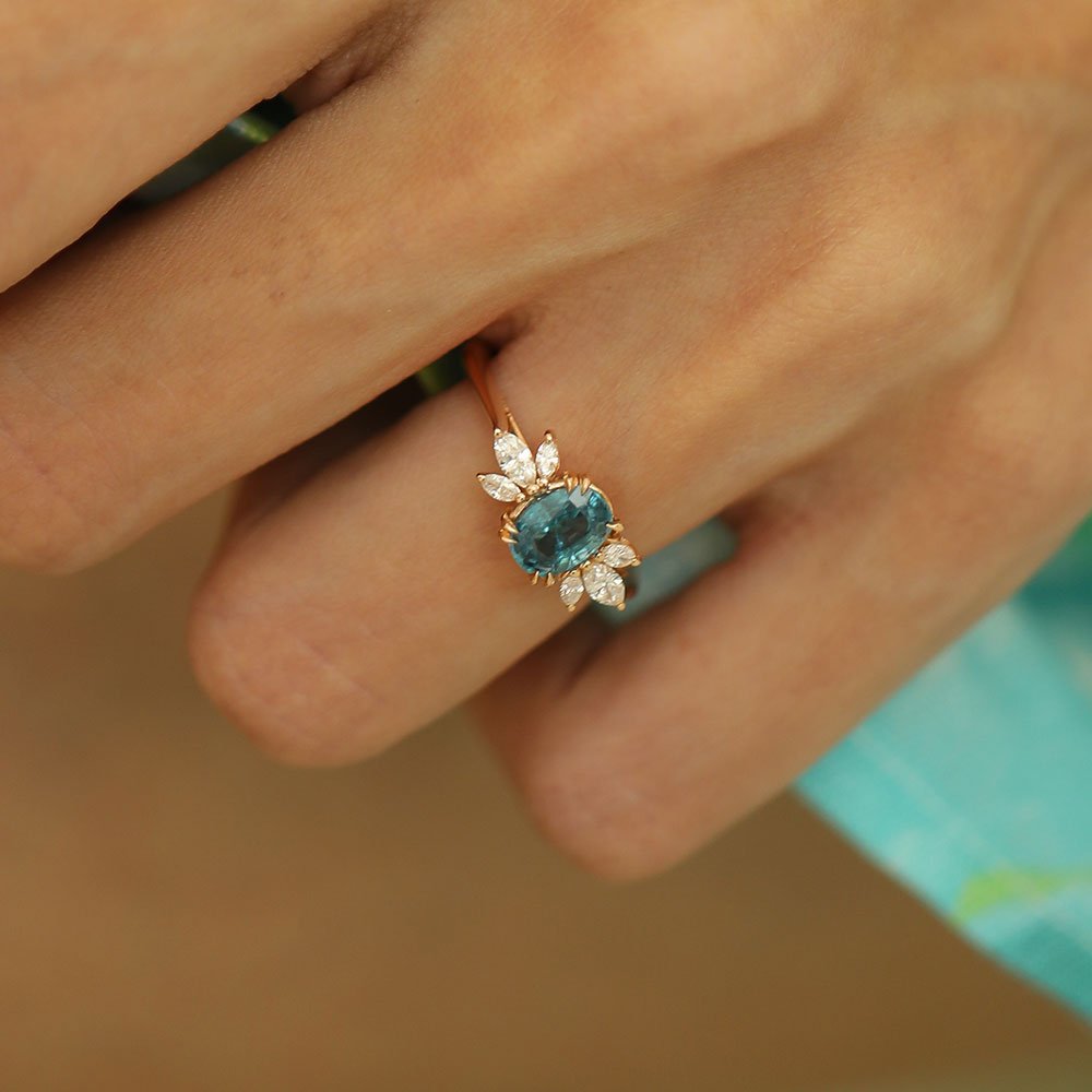 2.78 Karat Marla London Blue Topaz & 0.40 ct Markiz Kesim Pırlantalı Yüzük - RNF0562 | Ronaff Pırlanta | Tektaş Yüzük, Pırlanta Yüzük, Kolye, Küpe