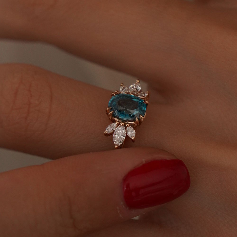 2.78 Karat Marla London Blue Topaz & 0.40 ct Markiz Kesim Pırlantalı Yüzük - RNF0562 | Ronaff Pırlanta | Tektaş Yüzük, Pırlanta Yüzük, Kolye, Küpe