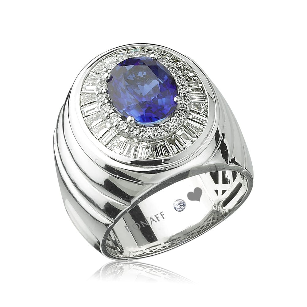 2.80 Karat Natural Safir & 1.50 Karat Baget Kesim Pırlantalı Yüzük - RNF0164 | Ronaff Pırlanta | Tektaş Yüzük, Pırlanta Yüzük, Kolye, Küpe
