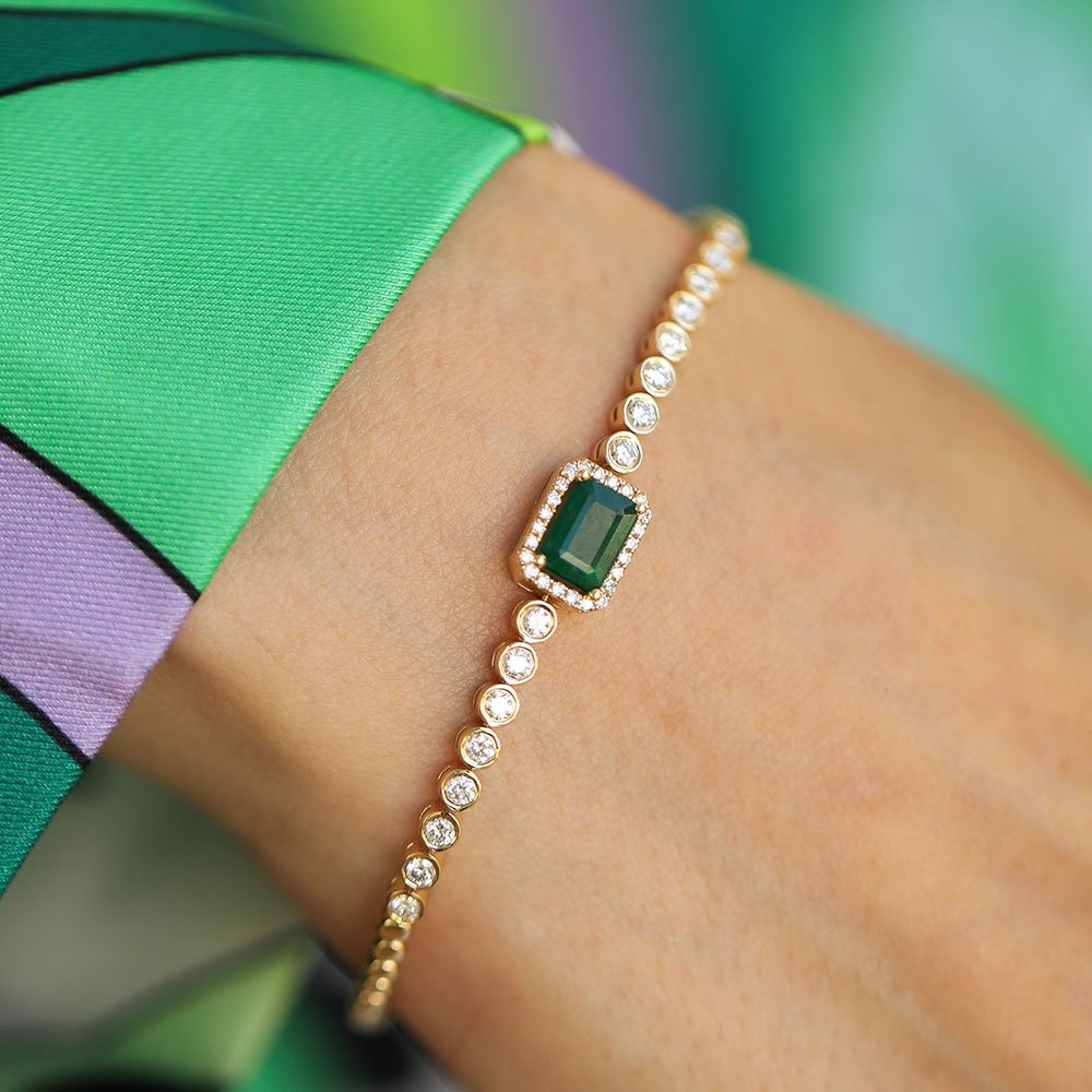 3.00 ct Zümrüt Pırlantalı Özel Tasarım Bileklik - RNF0676 | Ronaff Pırlanta | Tektaş Yüzük, Pırlanta Yüzük, Kolye, Küpe