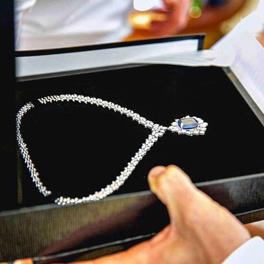 36.64 Karat Safir Pırlantalı Gerdanlık - RNF0210 | Ronaff Pırlanta | Tektaş Yüzük, Pırlanta Yüzük, Kolye, Küpe