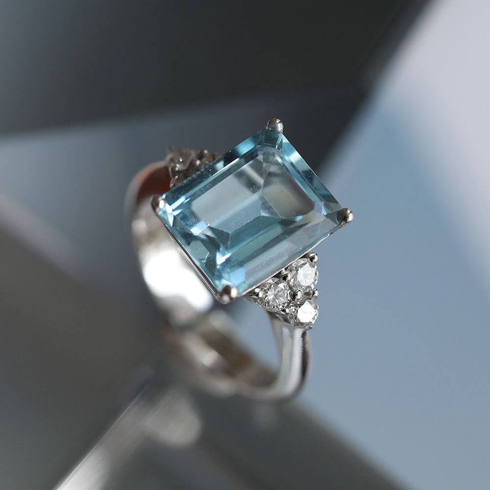 5.44 Karat Emerald Kesim Aquamarine Pırlantalı Yüzük - RNF0645 | Ronaff Pırlanta | Tektaş Yüzük, Pırlanta Yüzük, Kolye, Küpe