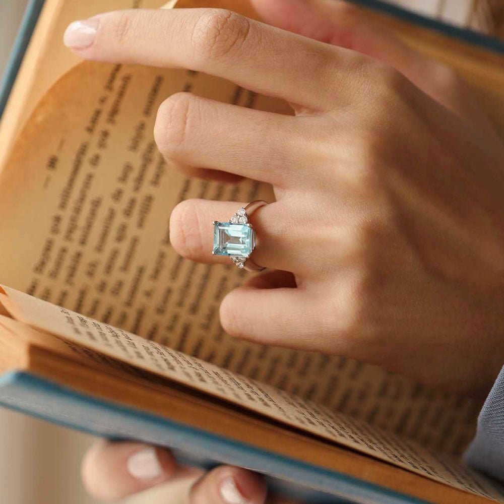 5.44 Karat Emerald Kesim Aquamarine Pırlantalı Yüzük - RNF0645 | Ronaff Pırlanta | Tektaş Yüzük, Pırlanta Yüzük, Kolye, Küpe