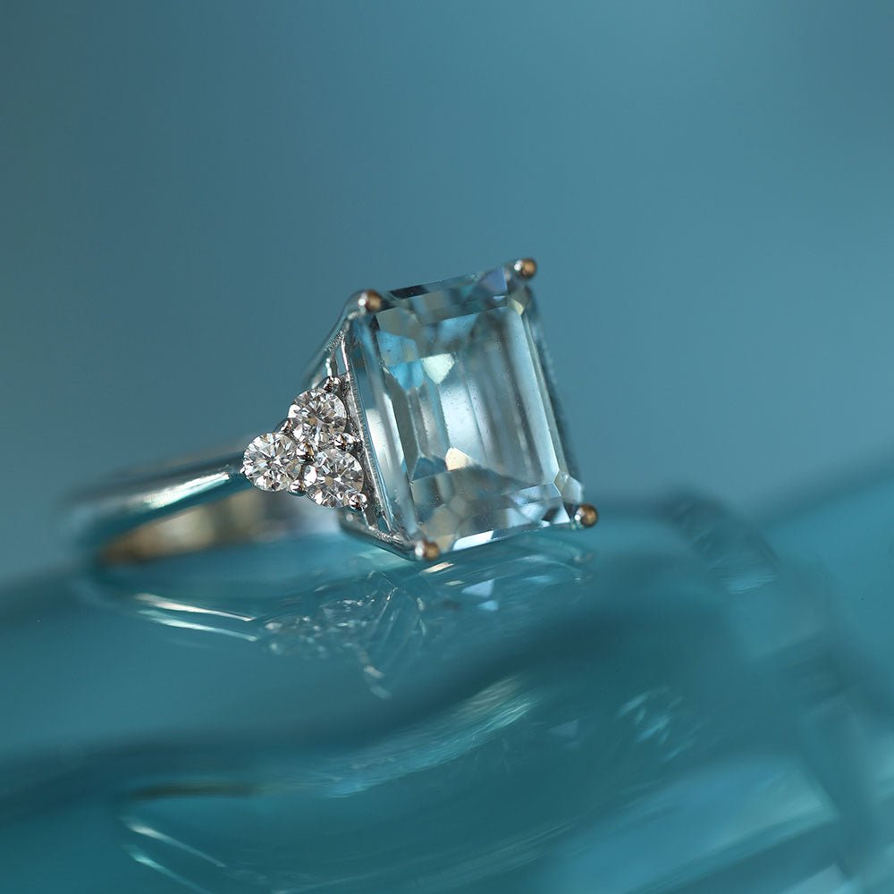 5.44 Karat Emerald Kesim Aquamarine Pırlantalı Yüzük - RNF0645 | Ronaff Pırlanta | Tektaş Yüzük, Pırlanta Yüzük, Kolye, Küpe