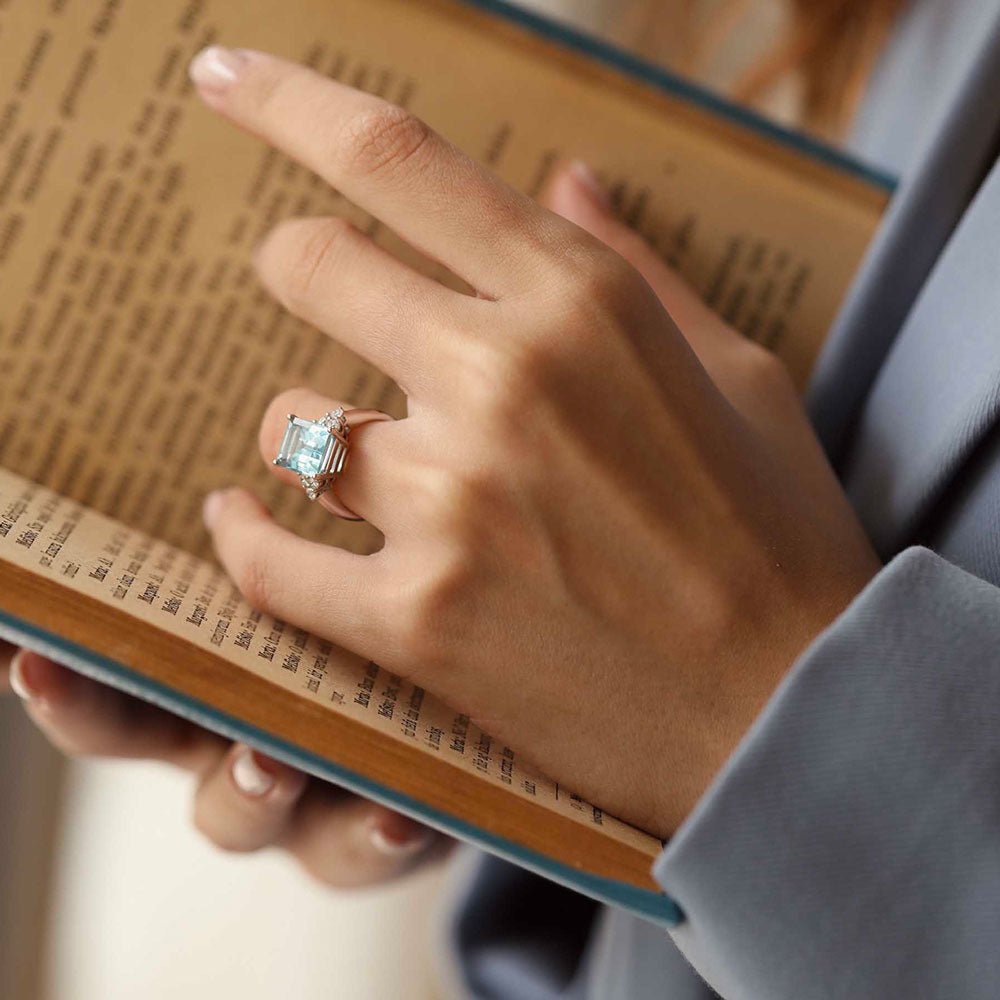 5.44 Karat Emerald Kesim Aquamarine Pırlantalı Yüzük - RNF0645 | Ronaff Pırlanta | Tektaş Yüzük, Pırlanta Yüzük, Kolye, Küpe