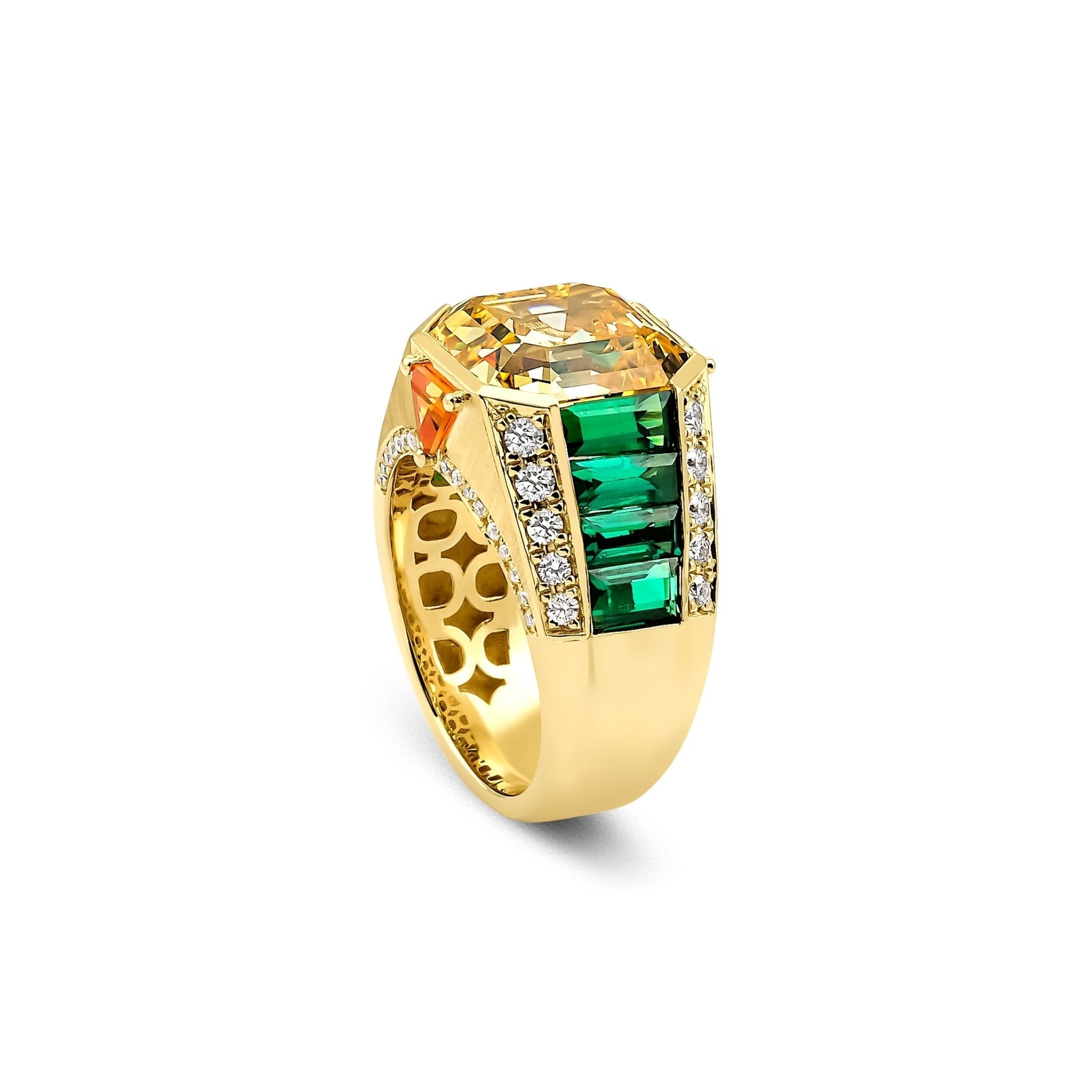6.88 Karat Naturel Quartz & 2.56 Karat Naturel Özel Kesim Peridot & 1.48 Karat Pırlanta Tasarım Yüzük - RNF0916 | Ronaff Pırlanta | Tektaş Yüzük, Pırlanta Yüzük, Kolye, Küpe
