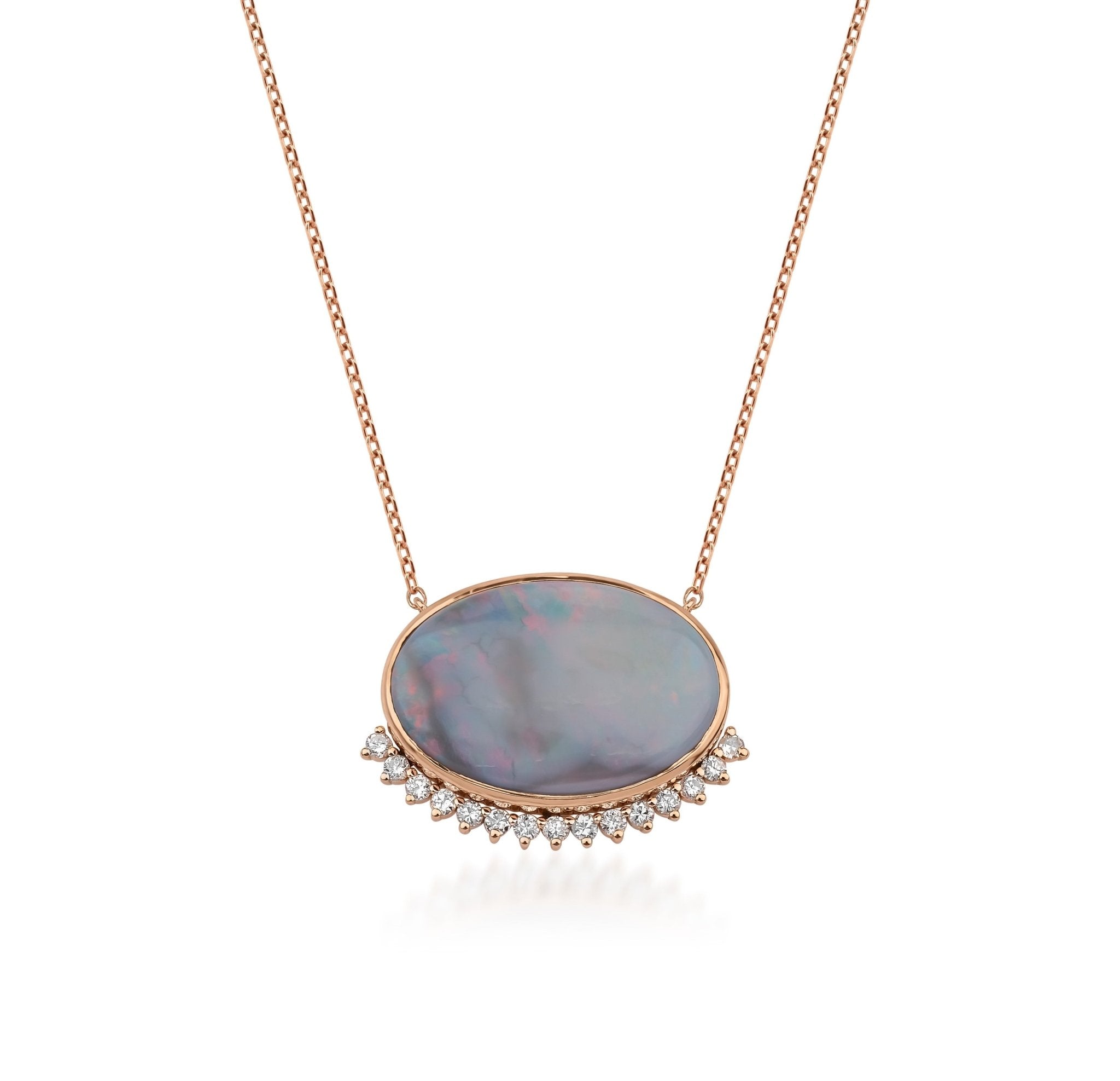 3.84 Karat Natural Opal Taşı & 0.20 Karat Yuvarlak Kesim Pırlanta Tasarım Kolye - RNF0880 | Ronaff Pırlanta | Tektaş Yüzük, Pırlanta Yüzük, Kolye, Küpe