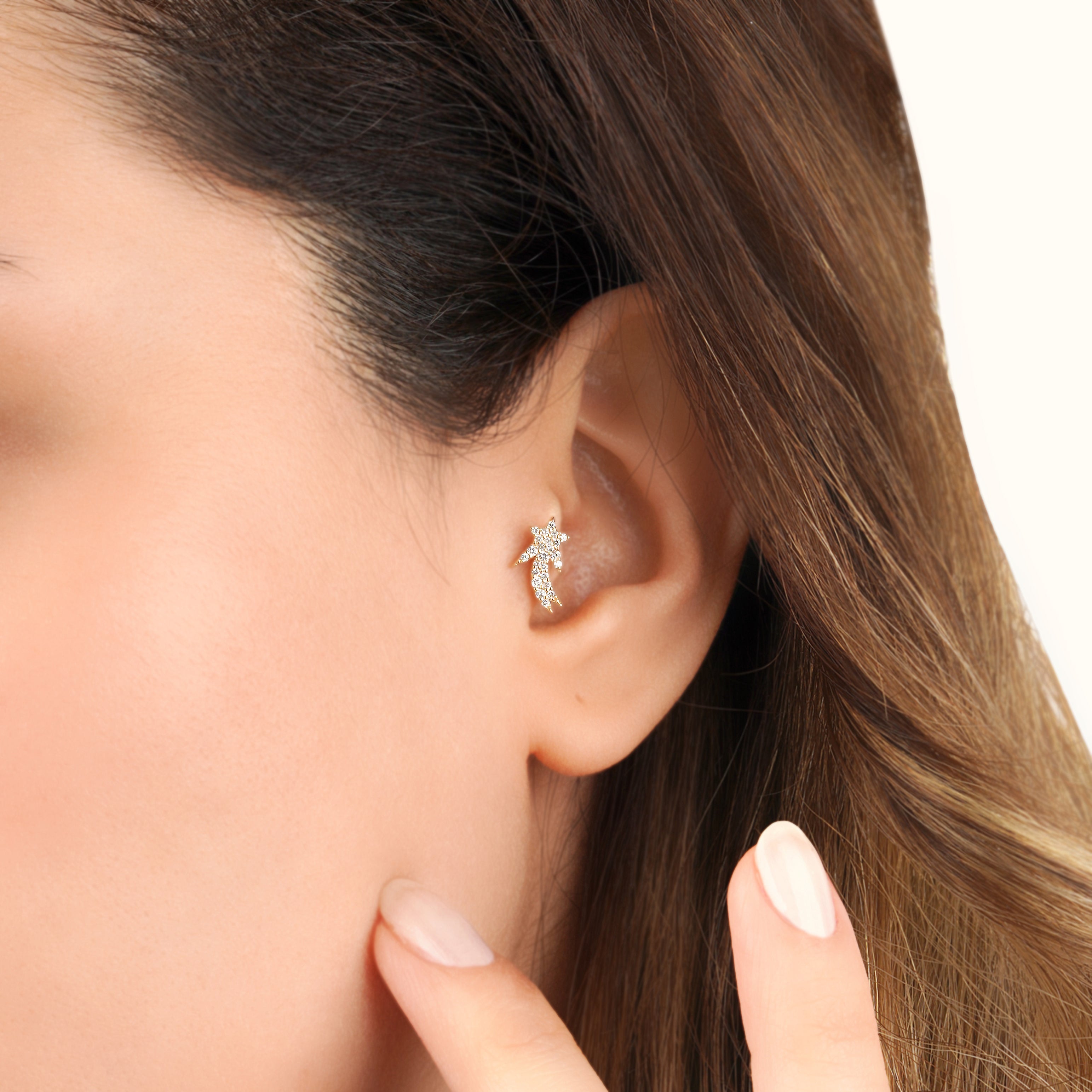 Pırlantalı Piercing - RNF1307 | Ronaff Pırlanta | Tektaş Yüzük, Pırlanta Yüzük, Kolye, Küpe