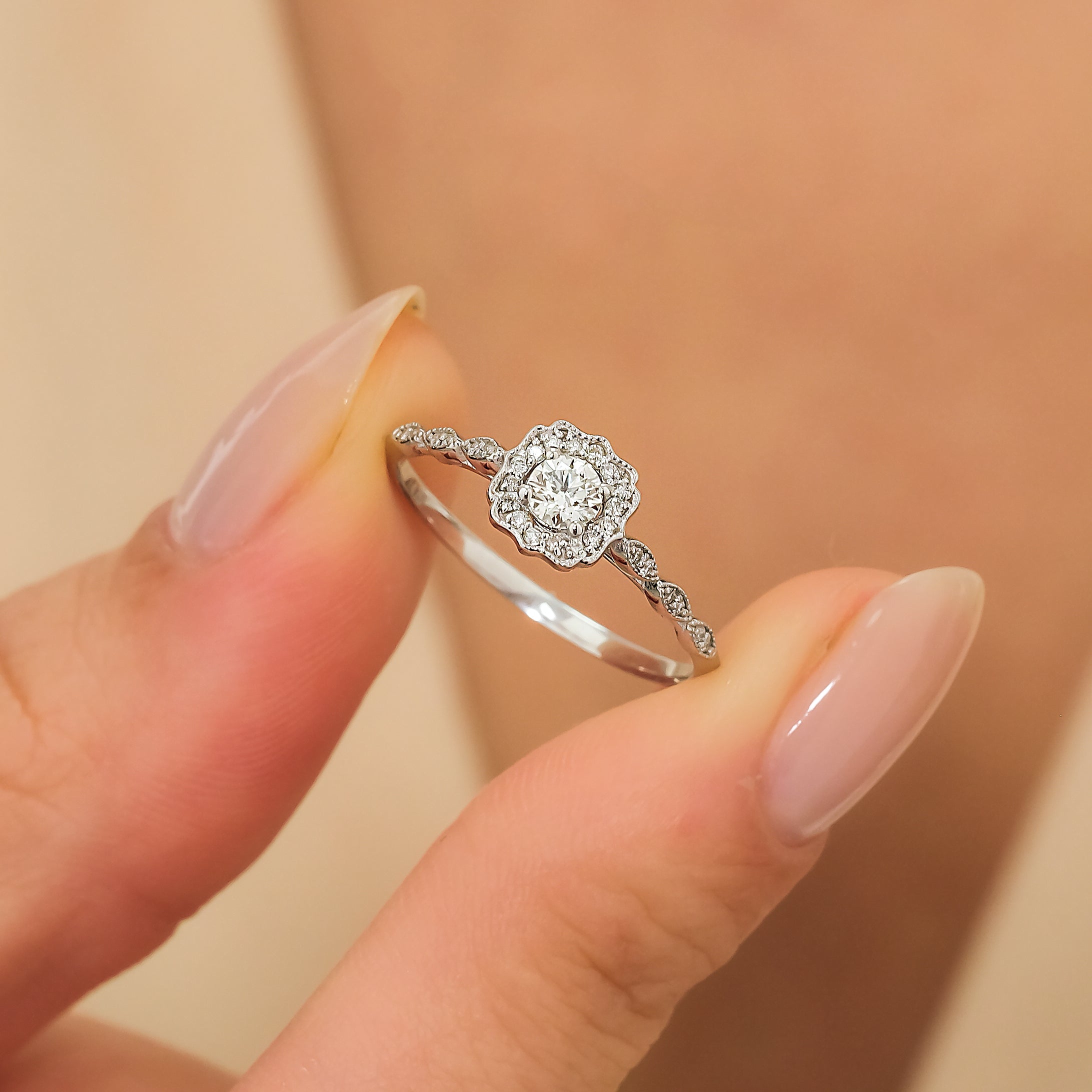 0.20 Karat Merkez & 0.12 Karat Kenar Pırlanta Tektaş Vintage Yüzük - RNF0919 | Ronaff Pırlanta | Tektaş Yüzük, Pırlanta Yüzük, Kolye, Küpe