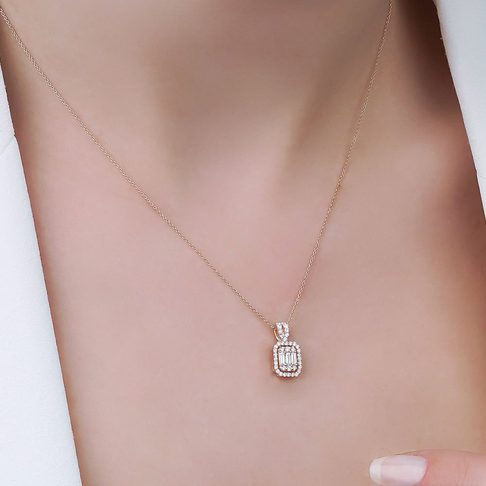 0.40 Karat Pırlanta Rose Baget Kolye - RNF0426 | Ronaff Pırlanta | Tektaş Yüzük, Pırlanta Yüzük, Kolye, Küpe