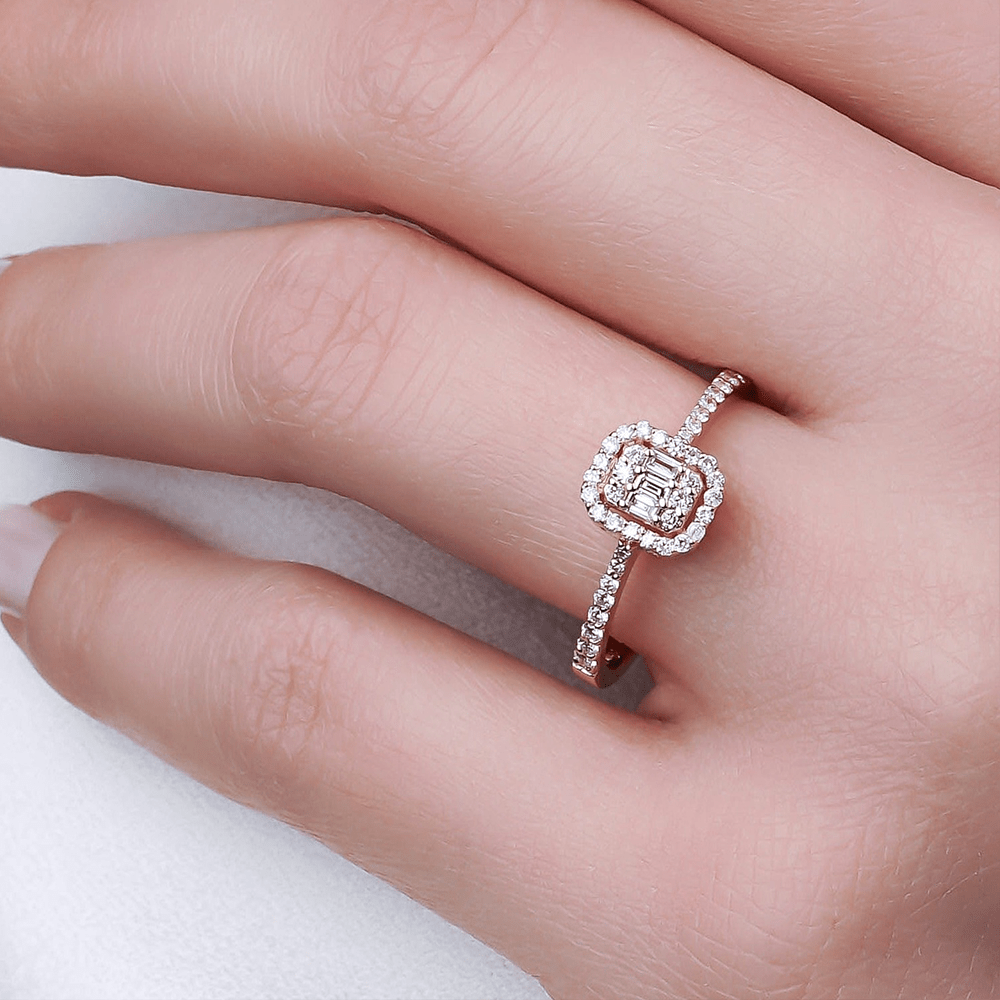 0.45 Karat Pırlanta Rose Baget Yüzük - RNF0415 | Ronaff Pırlanta | Tektaş Yüzük, Pırlanta Yüzük, Kolye, Küpe