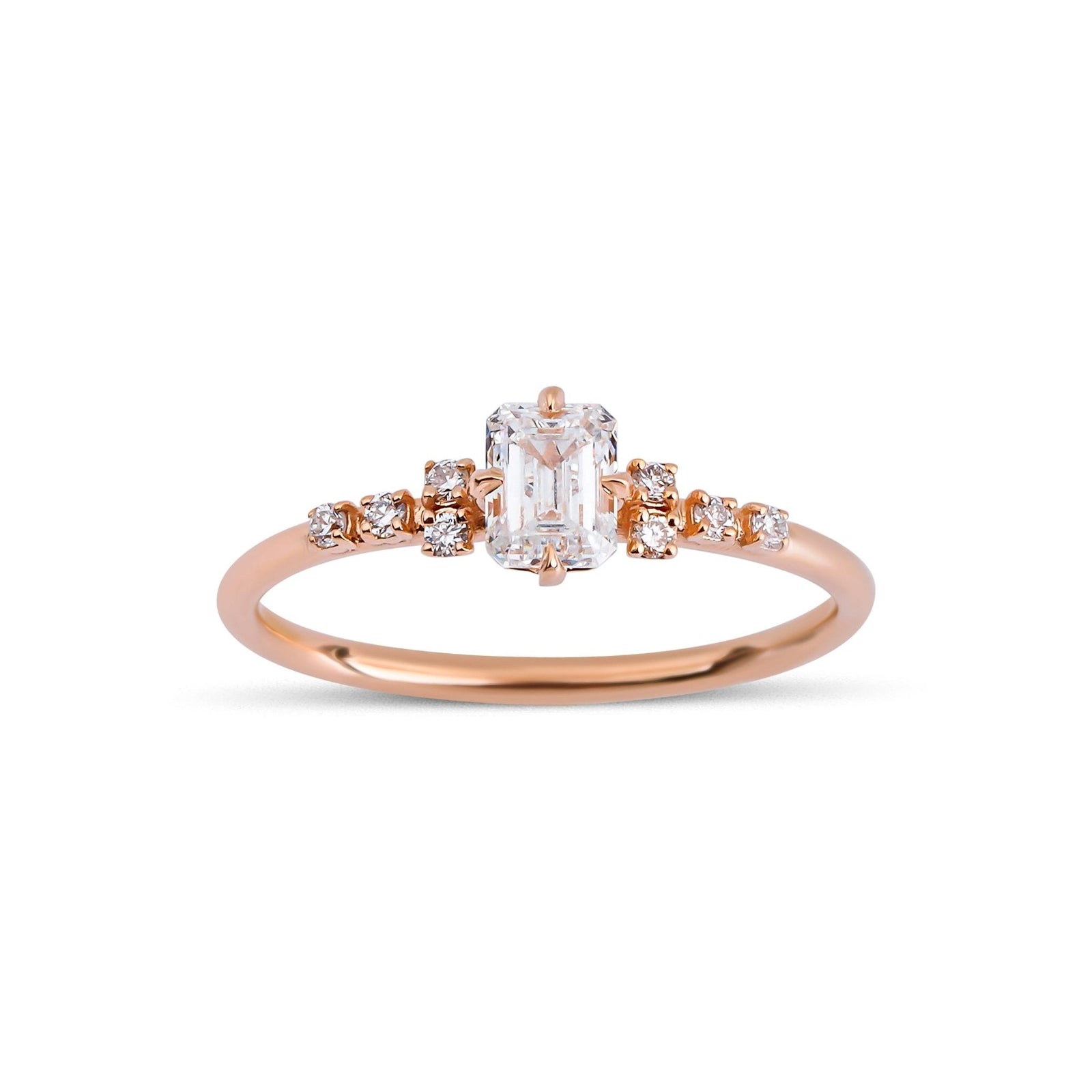 0.36 Karat Emerald Kesim Tektaş & 0.08 Karat Yuvarlak Kesim HRD Sertifikalı Pırlanta Yüzük - RNF0604 | Ronaff Pırlanta | Tektaş Yüzük, Pırlanta Yüzük, Kolye, Küpe