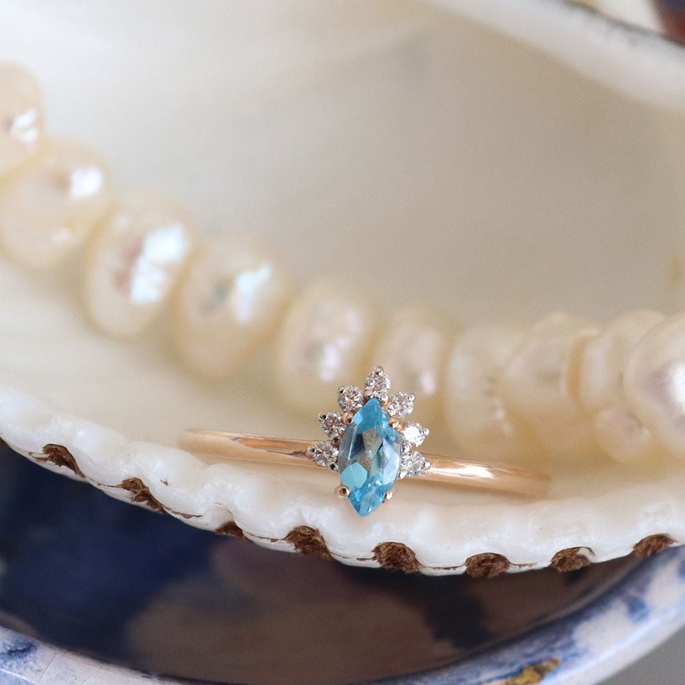 0.40 Karat Markiz Blue Topaz Pırlantalı Yüzük - RNF0310 | Ronaff Pırlanta | Tektaş Yüzük, Pırlanta Yüzük, Kolye, Küpe