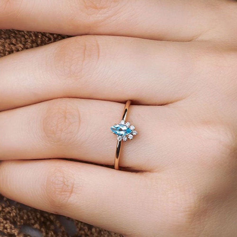 0.40 Karat Markiz Blue Topaz Pırlantalı Yüzük - RNF0310 | Ronaff Pırlanta | Tektaş Yüzük, Pırlanta Yüzük, Kolye, Küpe