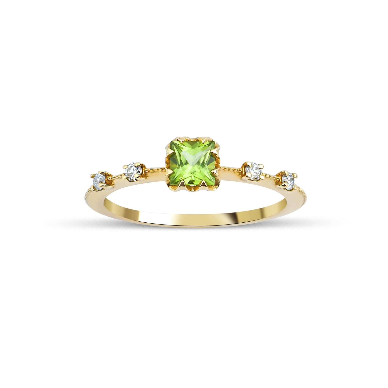 0.42 Karat Prenses Kesim Peridot Pırlantalı Yüzük - RNF0244 | Ronaff Pırlanta | Tektaş Yüzük, Pırlanta Yüzük, Kolye, Küpe