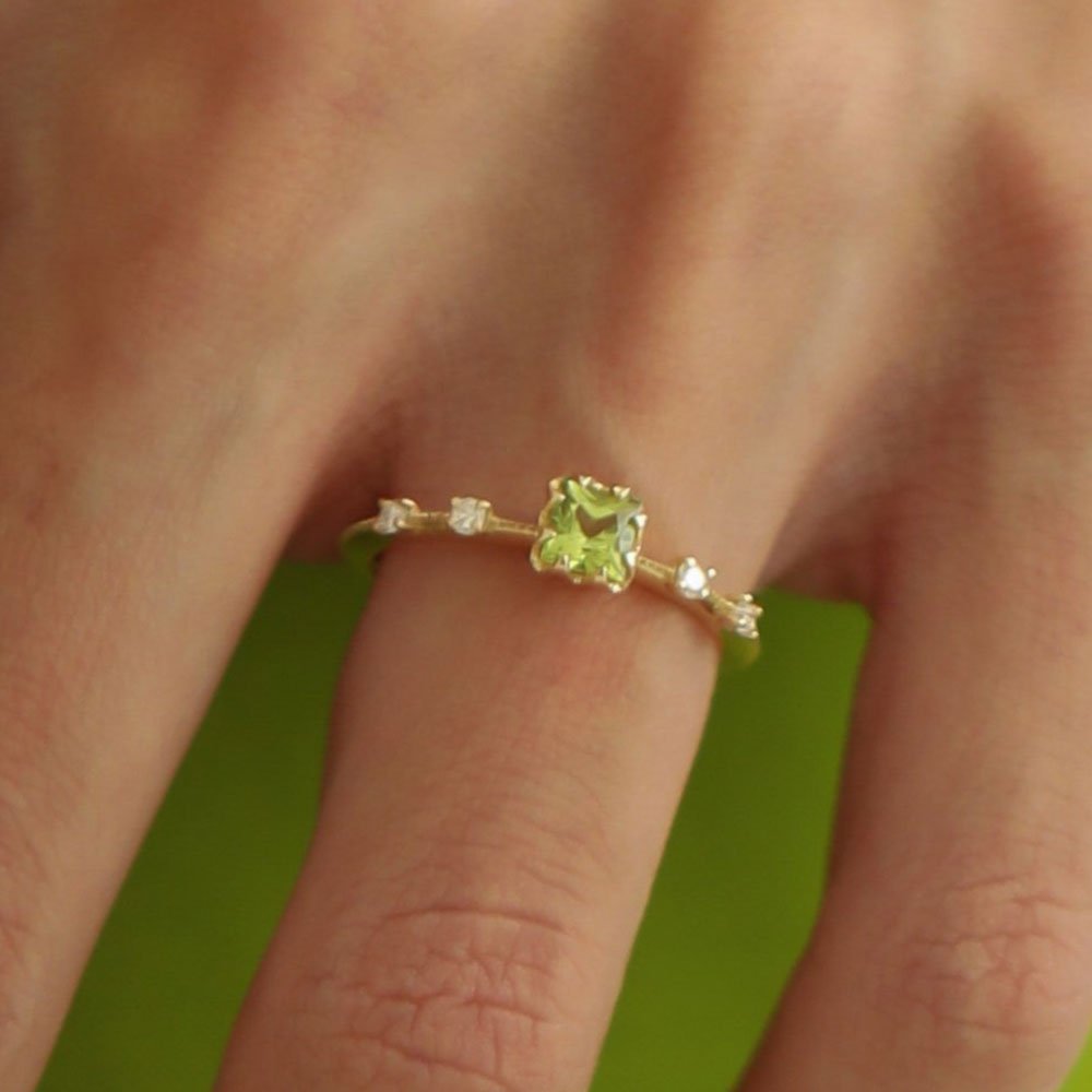 0.42 Karat Prenses Kesim Peridot Pırlantalı Yüzük - RNF0244 | Ronaff Pırlanta | Tektaş Yüzük, Pırlanta Yüzük, Kolye, Küpe